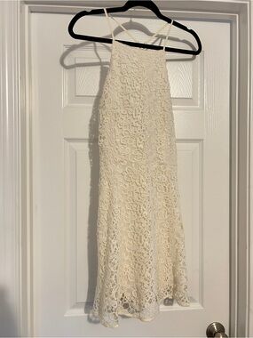 Cream Lace Halter Mini Dress